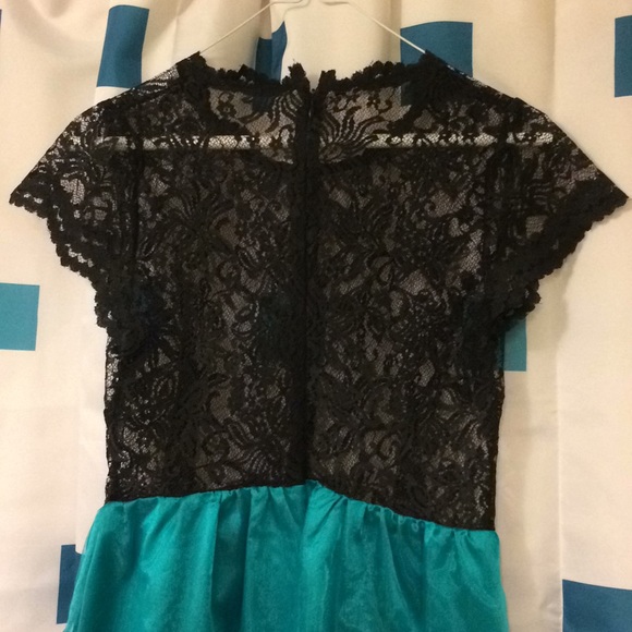 Custom made Teal & Black Dress - Picture 5 of 6